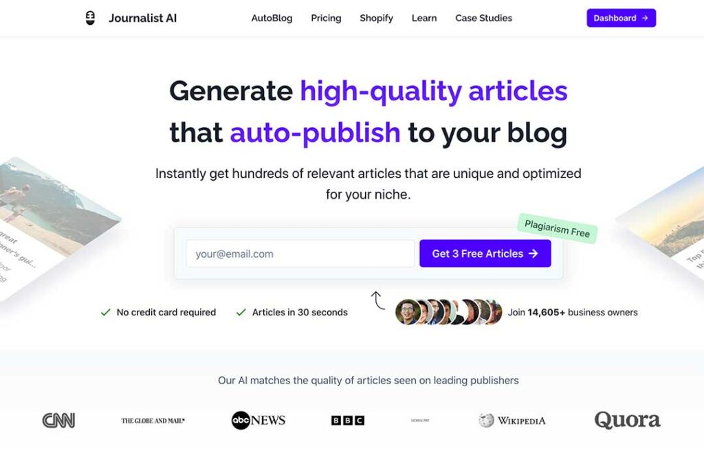 Journalist ai quality article writer and auto publisher